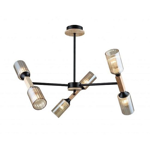 Потолочная люстра IMEX MD.5495-6-S-BK+WOOD