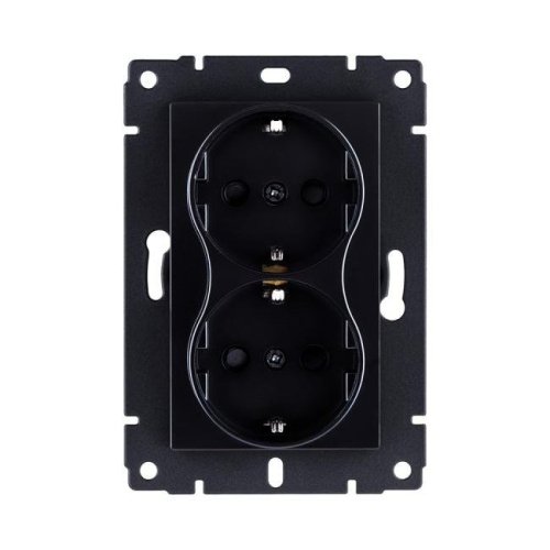 REA-032BK Розетка штепсельная SCHUKO двойная 16A/250 В, черный Kollinger REA-032BK для Aspekt, Eleganz, Reflex