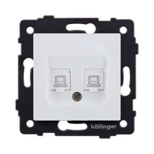 Розетка двойная Ethernet RJ45 Cat.6, белый матовый Kollinger REA-019WM для Aspekt, Eleganz, Reflex