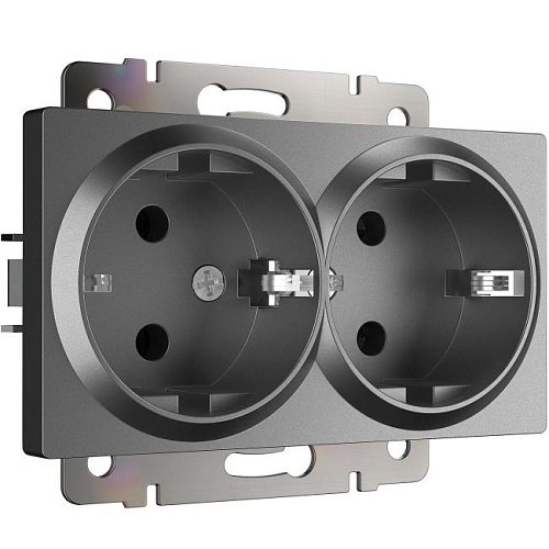 Розетка Werkel W1172064/ Розетка двойная с заземлением (графит матовый)