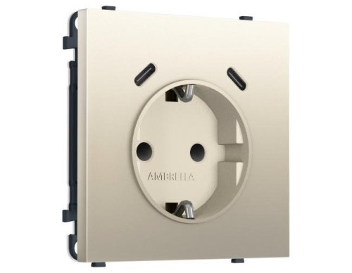 MS550510 MS550510 Комплект механизма электрической розетки SIGMA Шёлк 2USB С+C 20W (быст. зар.) с/з с/ш 16A-250V QUANT PRO (SP5505, PR165)