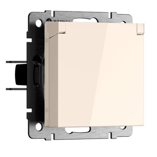 Розетка Werkel Встраиваемые механизмы айвори матовые W1171262/ Розетка с заземлением и шторками c крышкой IP44 N (айвори матовый)