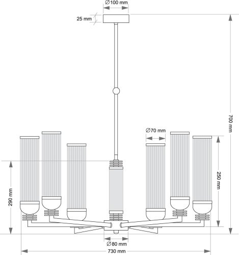 Люстра на штанге Kutek Izano IZA-ZW-6(P/6)T