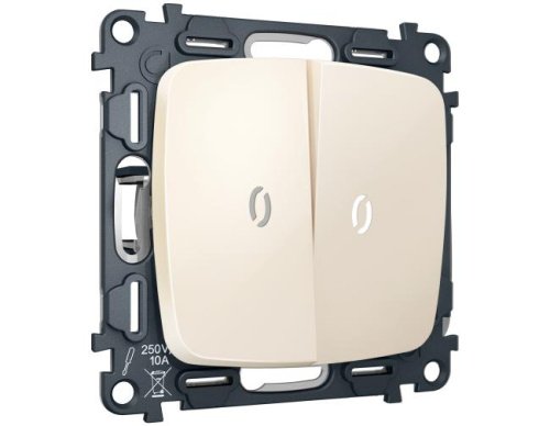 MO324055 MO324055 Комплект механизма 2-кл выключателя с самовозвратом с подсветкой 5600K OMEGA Бежевый матовый QUANT (OP3240, VM129, G14W)
