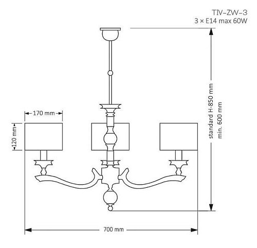 TIV-ZW-3(N) Потолочная люстра Kutek Tivoli TIV-ZW-3(N)