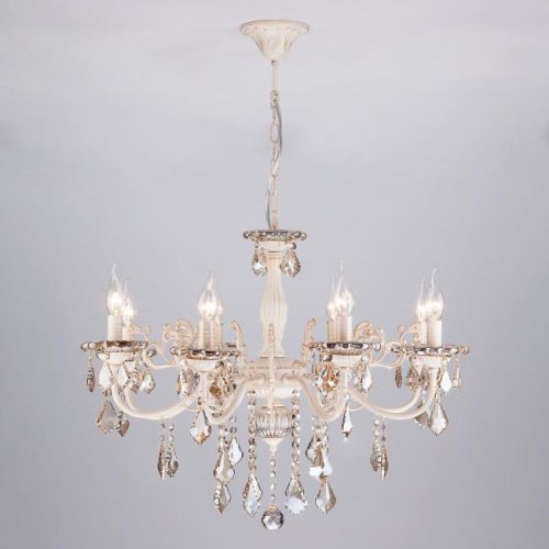 Подвесная люстра Eurosvet Elisha 3281/8 белый с золотом/тонированный хрусталь Strotskis