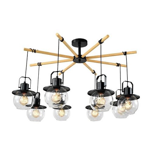 MD.23044-8-S-BK+WOOD Потолочная люстра IMEX Freedom MD.23044-8-S-BK+WOOD