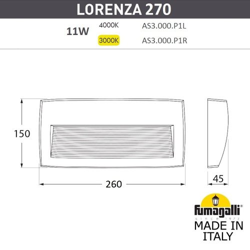 Подсветка для ступеней Fumagalli Lorenza AS3.000.000.AXP1L