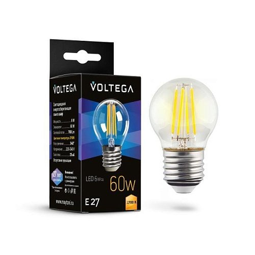 7214 Светодиодная лампа Voltega Globe E27 6W 7214