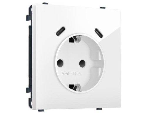 MS110510 MS110510 Комплект механизма электрической розетки SIGMA Белый глянец 2USB С+C 20W (быст. зар.) с/з с/ш 16A-250V QUANT PRO (SP1105, PR165)