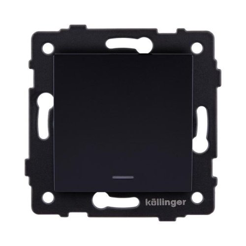 REA-S-004BK Выключатель 1-клавишный проходной 10А/250В с LED подсветкой, черный Kollinger REA-S-004BK для Aspekt, Eleganz, Reflex