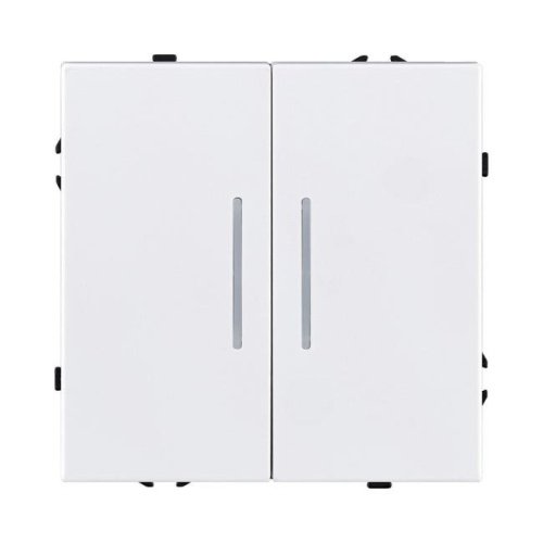 EC-010WH Выключатель 2-клавишный 10А/250В с LED подсветкой, белый матовый Kollinger Eclipse EC-010WH