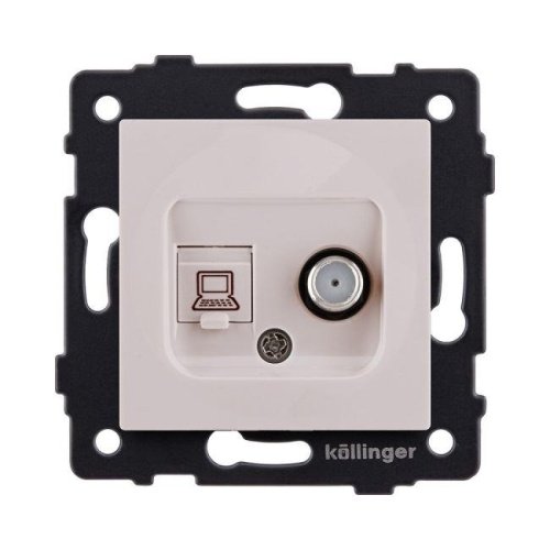 Розетка двойная спутниковая SAT + RJ45 Cat.6, кашемир матовый Kollinger REA-022CM для Aspekt, Eleganz, Reflex