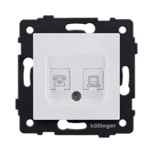 REA-011WM Розетка двойная RJ11 + RJ45 Cat.6, белый матовый Kollinger REA-011WM для Aspekt, Eleganz, Reflex