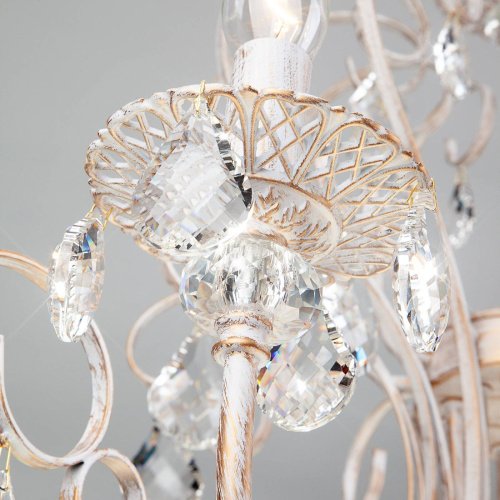3305/12 белый с золотом/прозрачный хрусталь Strotskis Подвесная люстра Eurosvet Alda 3305/12 белый с золотом/прозрачный хрусталь Strotskis