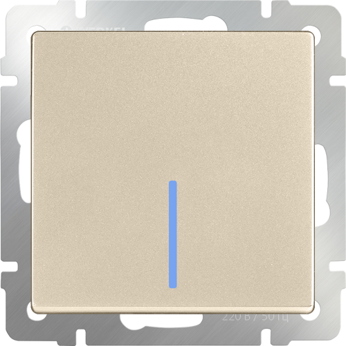 W1112111/ Выключатель одноклавишный проходной с подсветкой (шампань) Выключатель Werkel W1112111/ Выключатель одноклавишный проходной с подсветкой (шампань)