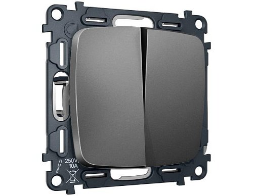 MO653050 MO653050 Комплект механизма 2-кл выключателя с самовозвратом OMEGA Антрацит серый QUANT (OP6530, VM129)