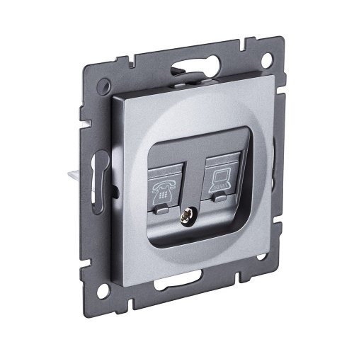 Розетка двойная RJ11 + RJ45 Cat.6, серый Kollinger REA-011GY для Aspekt, Eleganz, Reflex