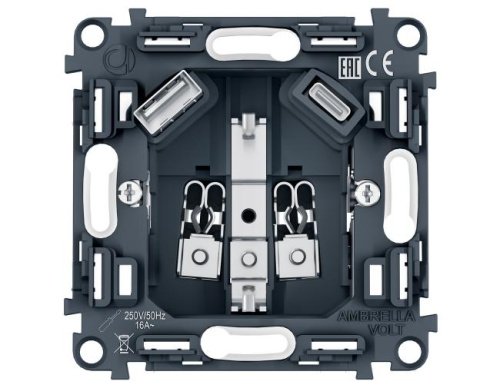 PR160 PR160 Механизм электрической розетки 2USB A+C 20W (быстрая зарядка) с/з на винтовых зажимах QUANT PRO