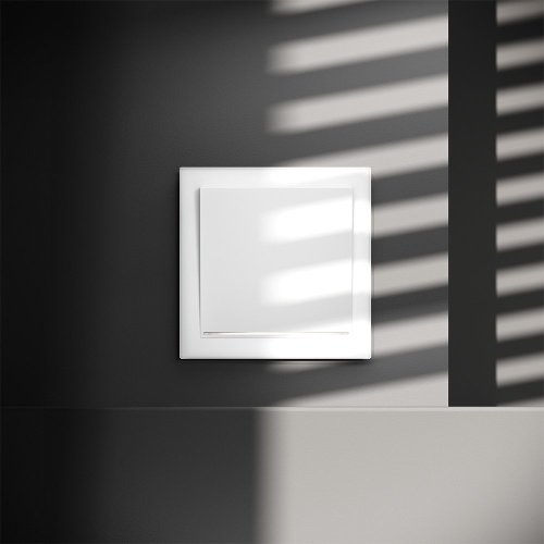 VLS010402 Проходной переключатель встраиваемый VOLTUM S70 одноклавишный с подсветкой 10А, (белый матовый) VLS010402