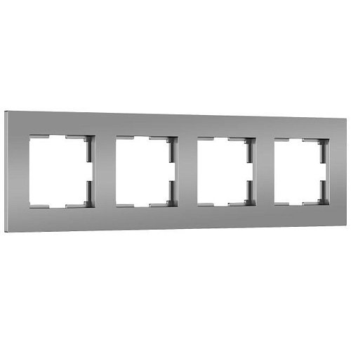 W0042965/ Рамка на 4 поста Slab (серебро софт) Рамка Werkel Slab серебро софт W0042965/ Рамка на 4 поста Slab (серебро софт)