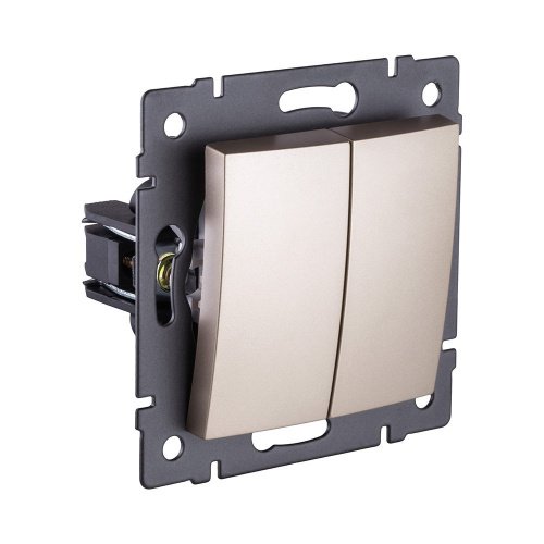 REA-R-011GD Выключатель кнопочный 2-клавишный 10А/250В, изогнутый, золотой Kollinger REA-R-011GD для Aspekt, Eleganz, Reflex