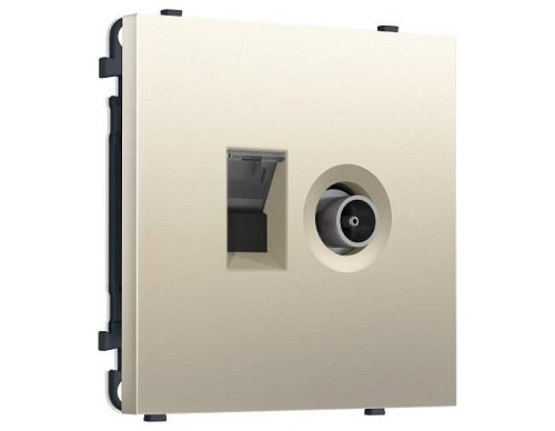 MS552510 Комплект механизма розетки компьютерной + TV оконечной SIGMA Шёлк RJ-45 (8P8C) CAT6/50-870MHz 1dB с/ш QUANT PRO (SP5525, PR195)