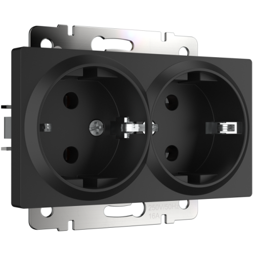 Розетка Werkel W1172008/ Розетка двойная с заземлением (черный матовый)