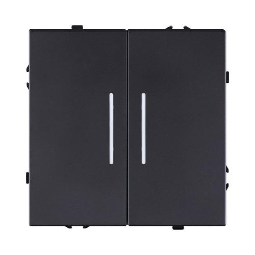Выключатель 2-клавишный проходной 10А/250В с LED подсветкой, черный матовый Kollinger Eclipse EC-011BK