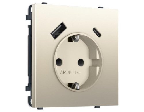 MS550010 MS550010 Комплект механизма электрической розетки SIGMA Шёлк 2USB A+C 20W (быст. зар.) с/з с/ш 16A-250V QUANT PRO (SP5500, PR160)