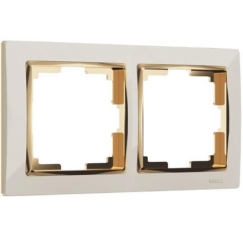 W0021932/ Рамка на 2 поста Snabb (слоновая кость/золото) Рамка Werkel W0021932/ Рамка на 2 поста Snabb (слоновая кость/золото)