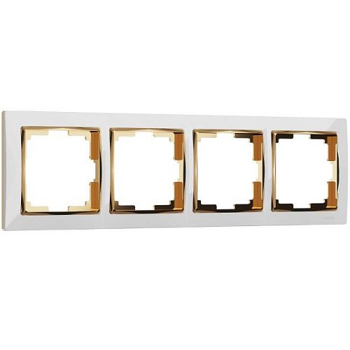 W0041933/ Рамка на 4 поста Snabb (белый/золото) Рамка Werkel W0041933/ Рамка на 4 поста Snabb (белый/золото)