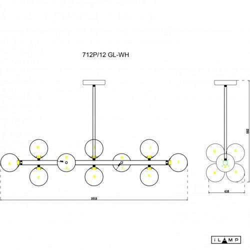 712P/12 GL-WH Люстра подвесная Golden iLamp 712P/12 GL-WH