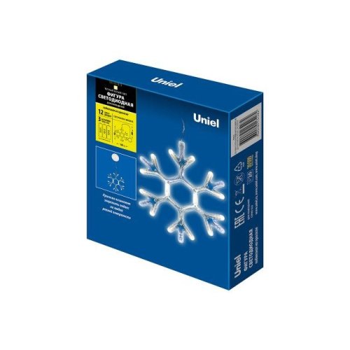 Новогоднее украшение Uniel ULD-H1819-012/STA/3AAA WARM WHITE IP20 SNOWFLAKE