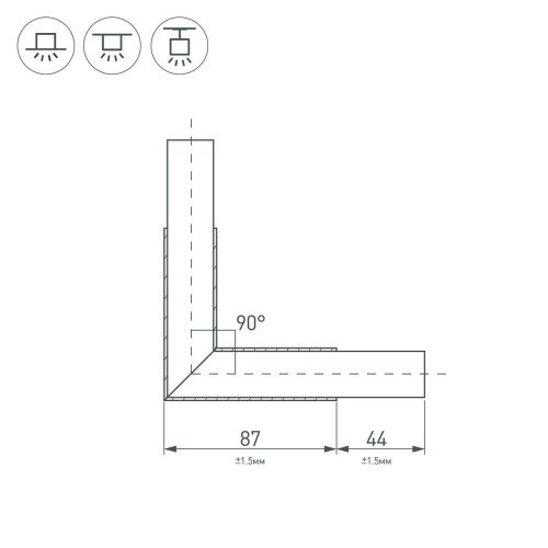 Прямой угол в сборе для соединения 2-х профилей PLS-LOCK-H25 Arlight 026133