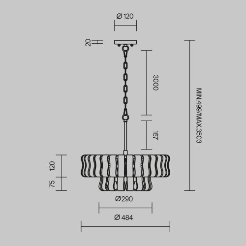 Подвесная люстра Boulder Maytoni MOD538PL-05MG