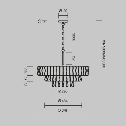 MOD538PL-09MG Подвесная люстра Boulder Maytoni MOD538PL-09MG