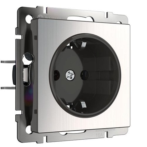 Розетка Werkel W1171002/ Розетка с заземлением (глянцевый никель)