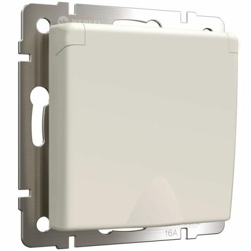 Розетка Werkel W1171262/ Розетка с заземлением и шторками c крышкой IP44 (айвори матовый)
