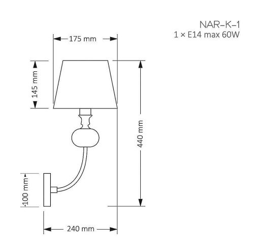 Настенное бра Kutek Narni NAR-K-1(BC)