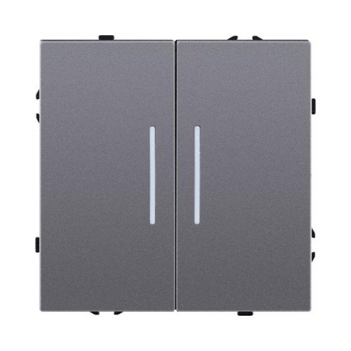 Выключатель 2-клавишный 10А/250В с LED подсветкой, серый Kollinger Eclipse EC-010GY