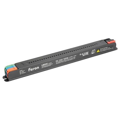 Трансформатор для светодиодной ленты с диммированием 100W 24V IP20 Feron LB006 52129