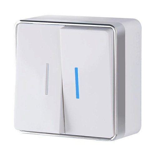 W5020101/ Выключатель двухклавишный c подсветкой Gallant (белый) Выключатель Werkel Накладные механизмы Gallant белые W5020101/ Выключатель двухклавишный с подсветкой Gallant (белый)