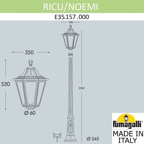 E35.157.000.WYH27 Столб фонарный уличный Fumagalli Noemi E35.157.000.WYH27