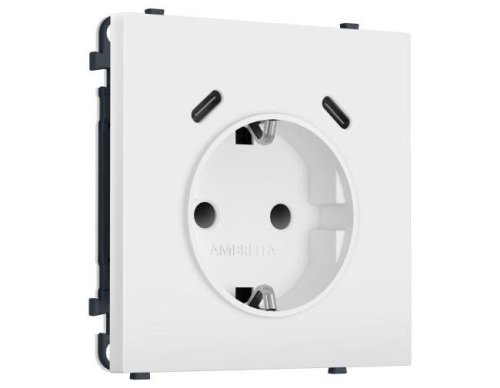 MS830510 MS830510 Комплект механизма электрической розетки SIGMA Белый мягкое касание 2USB С+C 20W (быст. зар.) с/з с/ш 16A-250V QUANT PRO (SP8305, PR165)