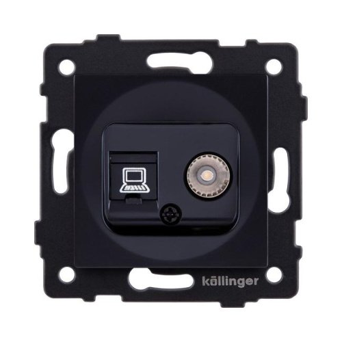 REA-012BK Розетка двойная TV (мама) + RJ45 Cat.6, черный Kollinger REA-012BK для Aspekt, Eleganz, Reflex