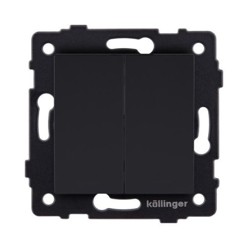 REA-S-011BM Выключатель кнопочный 2-клавишный 10А/250В, черный матовый Kollinger REA-S-011BM для Aspekt, Eleganz, Reflex