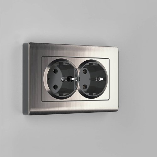 Розетка Werkel W1172002/ Розетка двойная с заземлением (глянцевый никель)