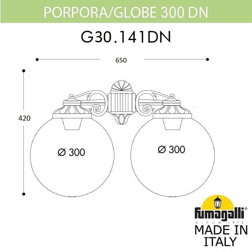Уличный настенный светильник Fumagalli Globe 300 G30.141.000.AXF1RDN