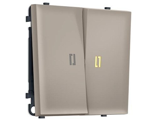 MS364050 MS364050 Комплект механизма 2-кл выключателя с самовозвратом с подсветкой 3200K SIGMA Серо-бежевый матовый QUANT PRO (SP3640, PR129, G11Y)